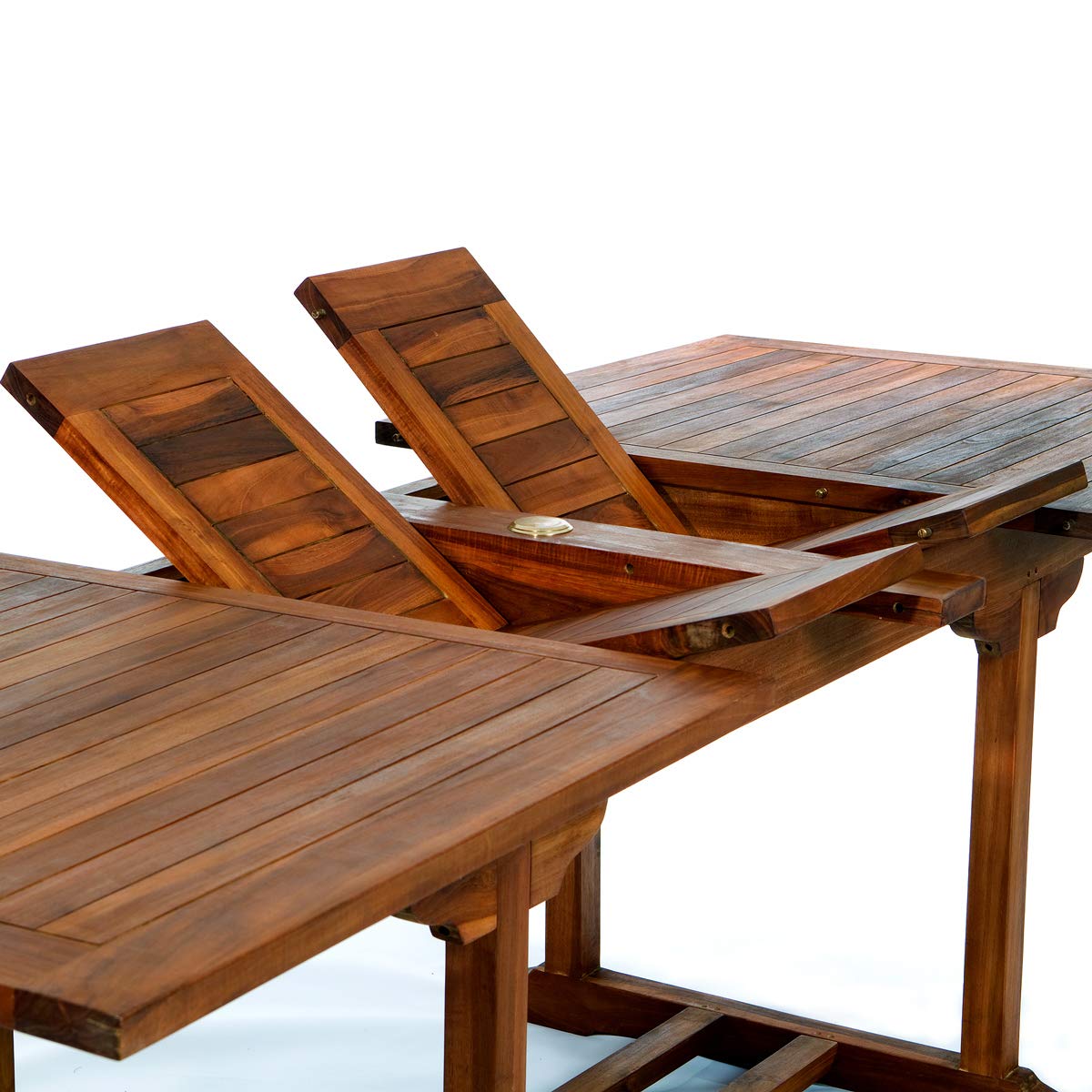All Things Cedar TE90 Teak Expandable Patio Table | Real Wood Outdoor Dining Table Set | Rectangular Patio Table with Solid Brass Fittings | Weather Resistant | 72x 36x30 (Expandable to 83 & 95')